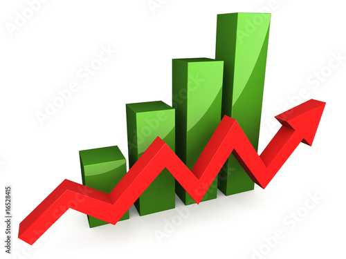 Green 3D graph with red arrow