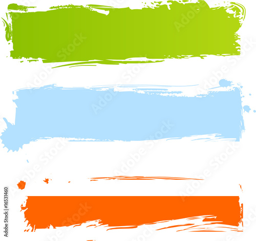 Multicolored grunge banners in three colors