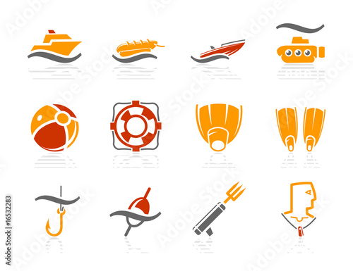 Sea, Beach, Fishing and Diving icons | Sunshine Hotel series
