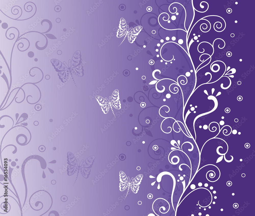 Violet background.