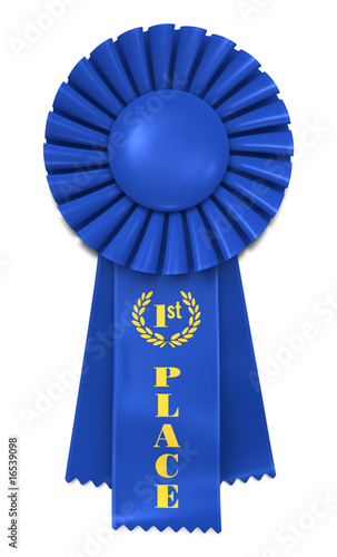Blue Ribbon for First Place. Includes pro clipping path.