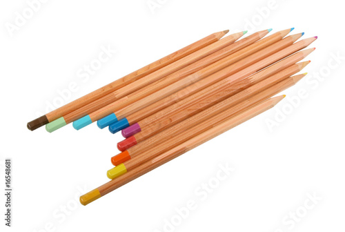 Set of multicolored wood pencils.