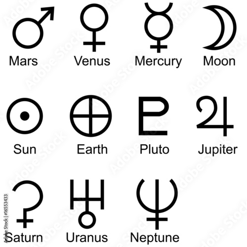 planetary sign icon set White