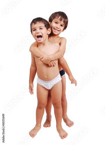 Two very cute boys without shirts in underwear