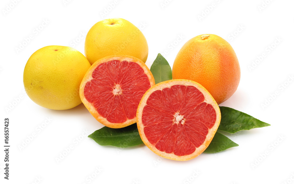 Grapefruit red with green leaves Grapefruit red with green leaves