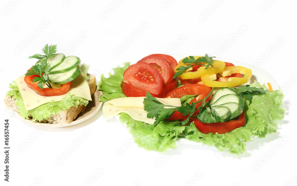 sandwich and salad with vegetables sandwich and salad with vegetables