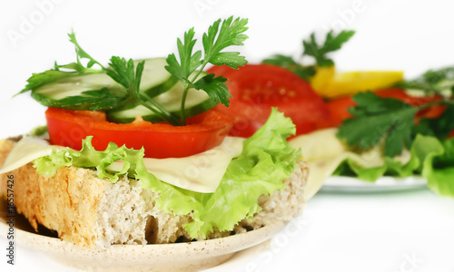 sandwich and salad with vegetables