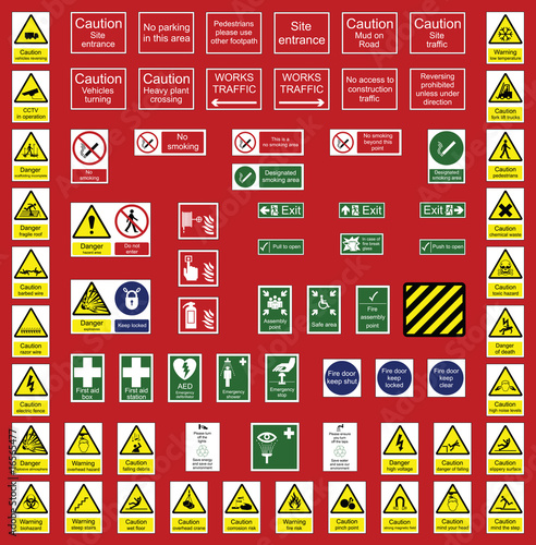 Construction industry and office signs individually layered
