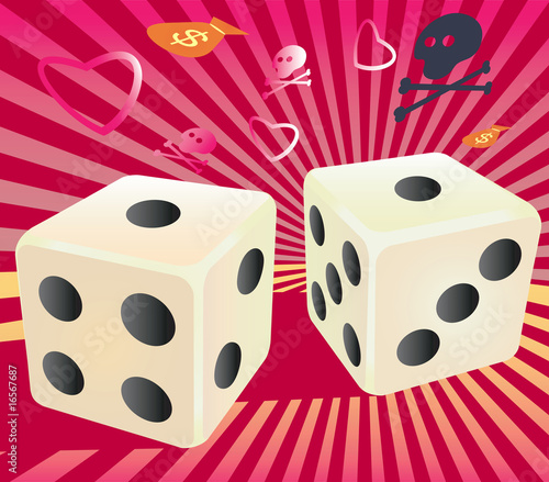 Casino dice two points. Vector illustration.