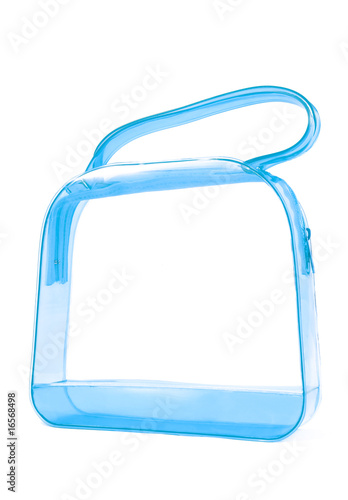 blue transparent handbag
