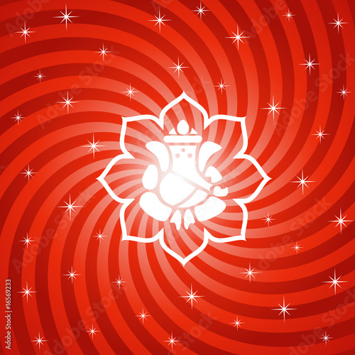 Lord Ganesha On Sparkling Lotus Background