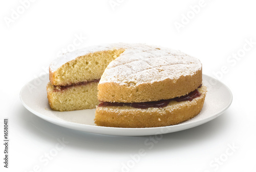 Victoria sponge cake isolated on white background