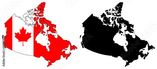 vector map and flag of canada.