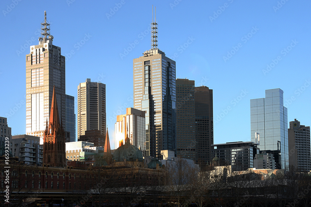 Melbourne city view across the Yarra river.