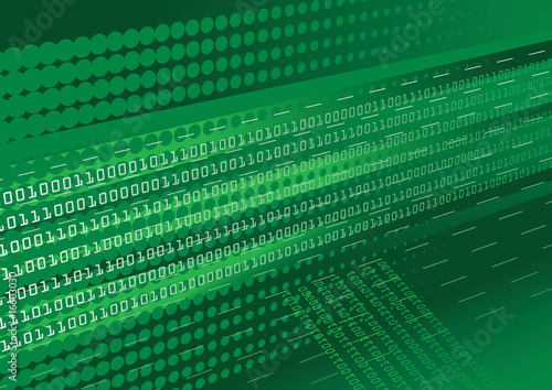 Green binary code background with halftone effect