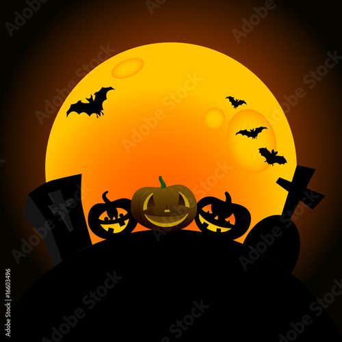 illustration of happy halloween pumpkins design
