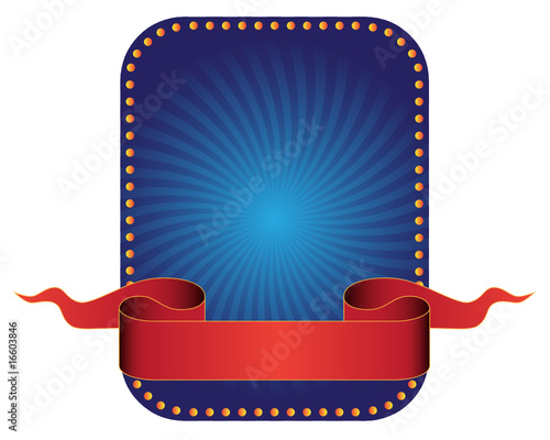 Blue banner and red ribbon