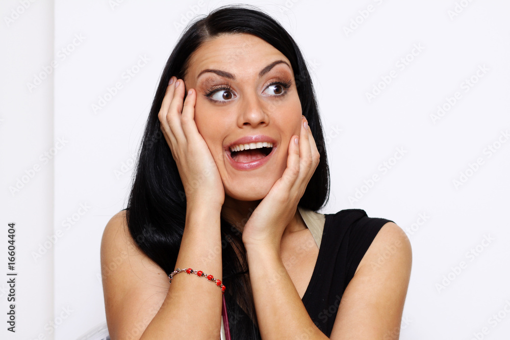Closeup portrait of a happy young woman