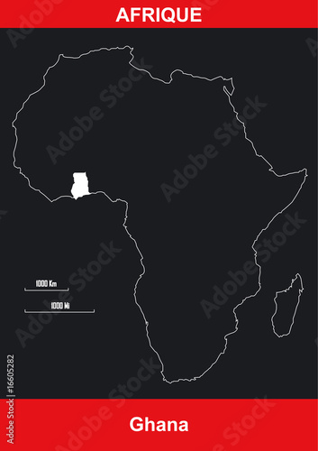 Carte Afrique - Ghana - Vectoriel