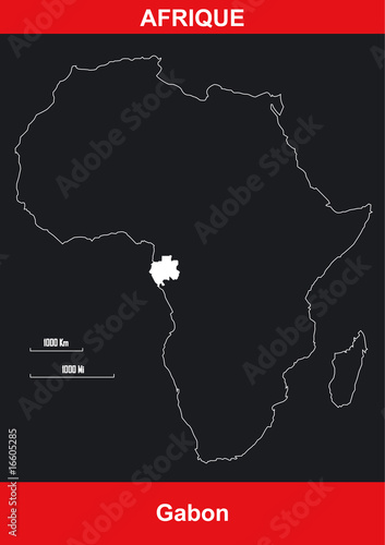 Carte Afrique - Gabon - Vectoriel