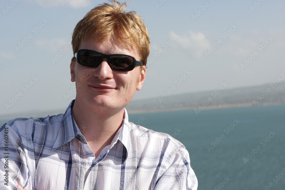 Tourist poses outdoor Tourist poses outdoor