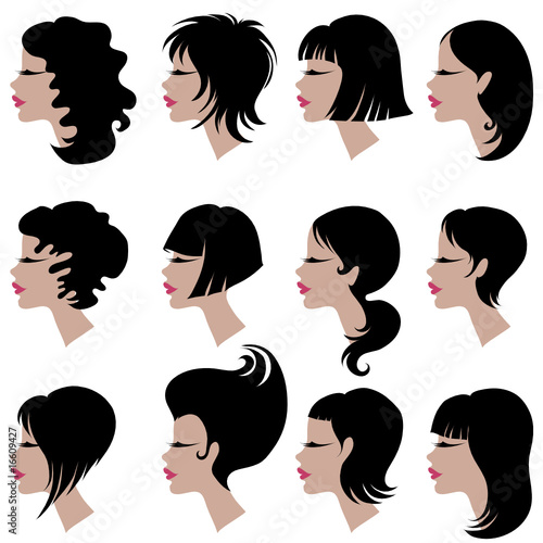 set of black hair styling for woman