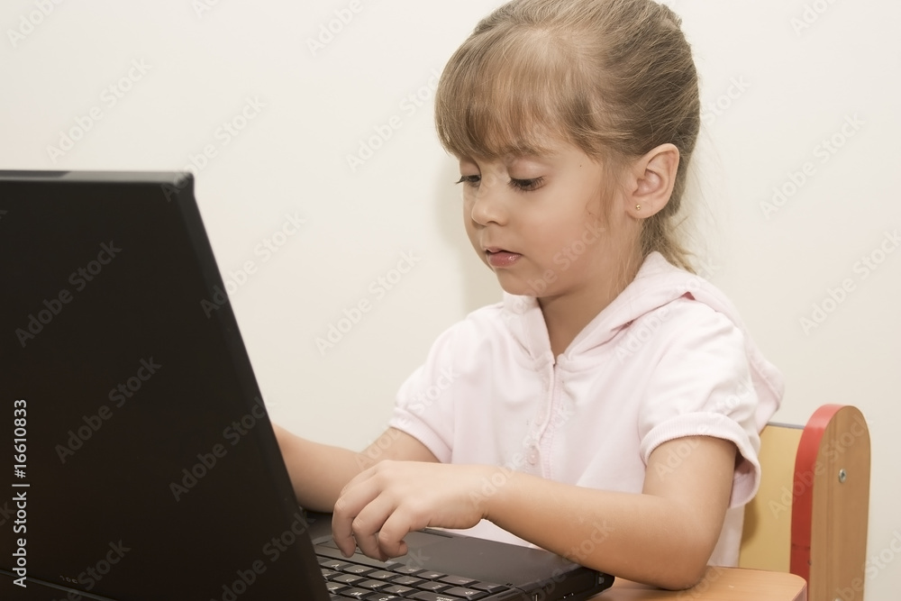 Beautiful caucasian girl learning with laptop Beautiful caucasian girl learning with laptop