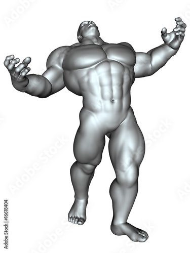 Bodybuilder in action pose