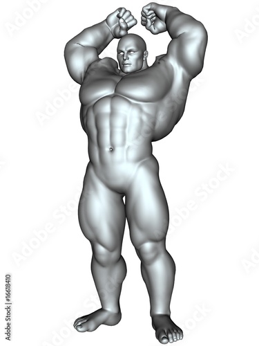 Bodybuilder in action pose