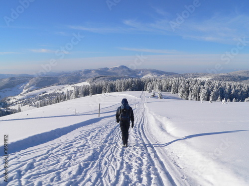 Einsamer Wanderer im Schnee