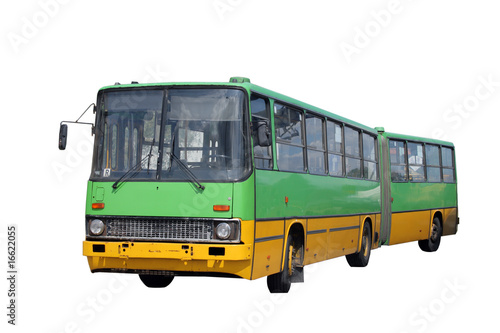 Green knuckle bus isolated on white background