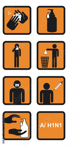 Pictogrammes de prévention contre la grippe A/H1N1-Vecteurs