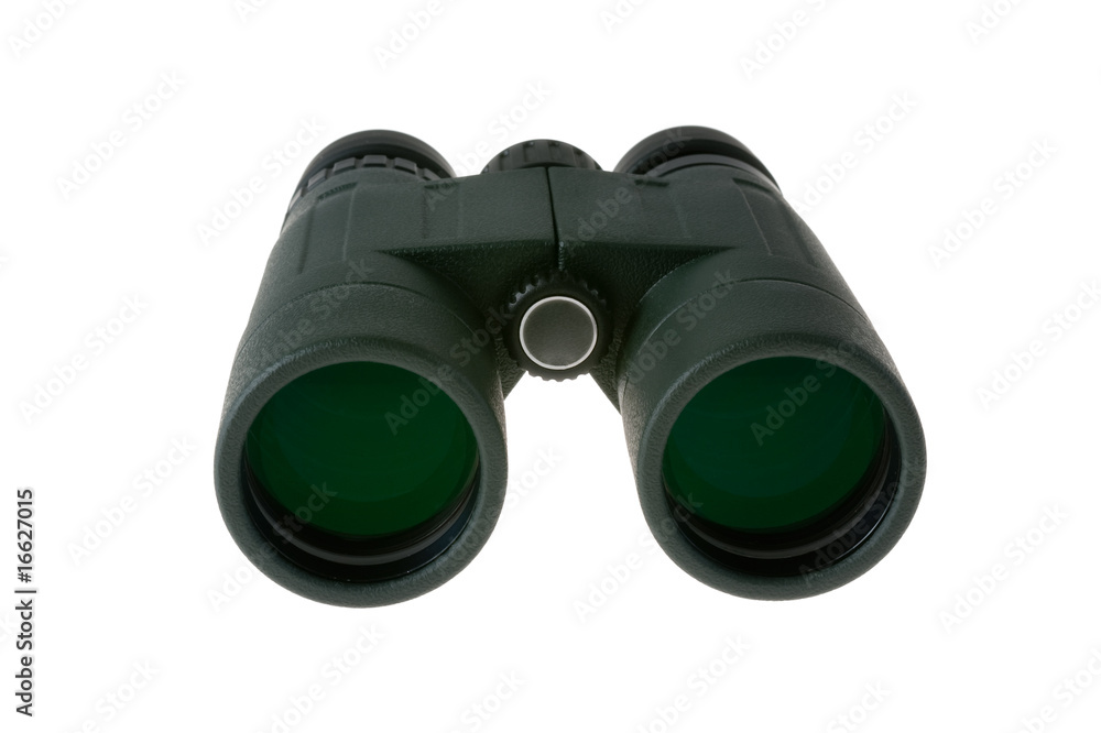 Green Hunting Binoculars Isolated On White Background Green Hunting Binoculars Isolated On White Background