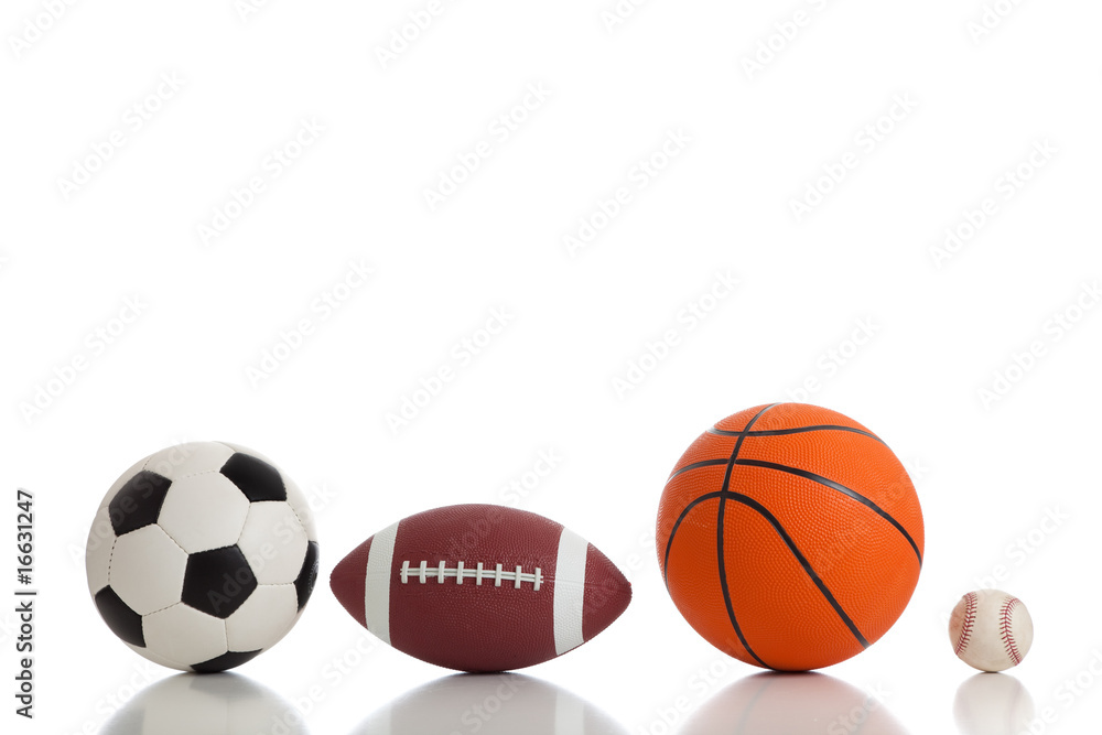 Assorted Sports Balls on White