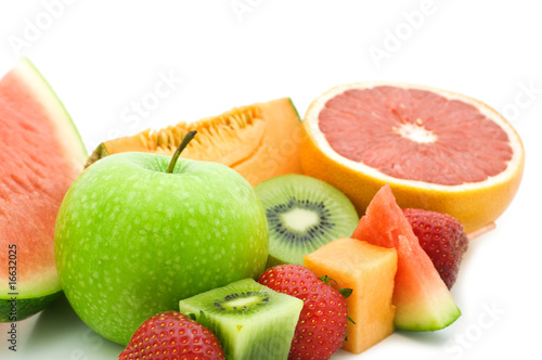 fruits dessert on white background