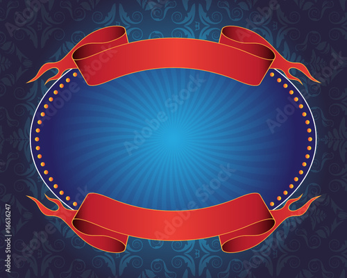 Blue banner and red ribbon
