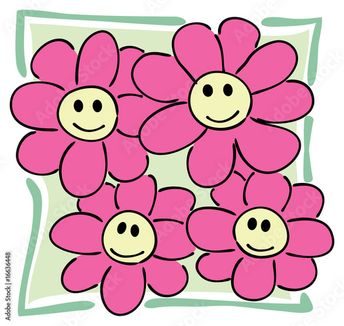 four happy flowers