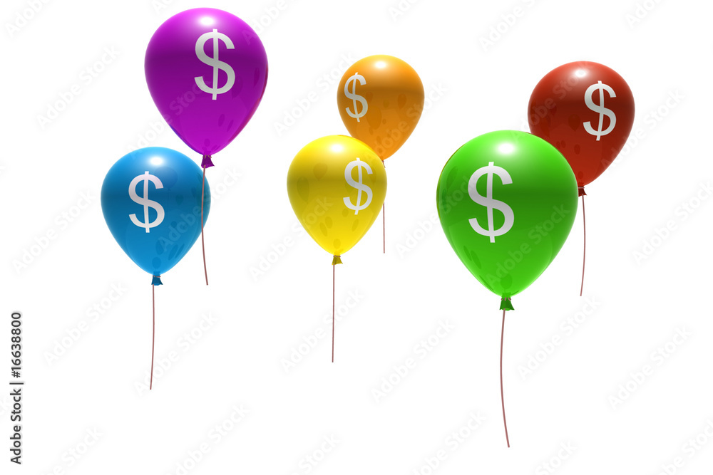 balloons with dollar symbols - isolated on white balloons with dollar symbols - isolated on white
