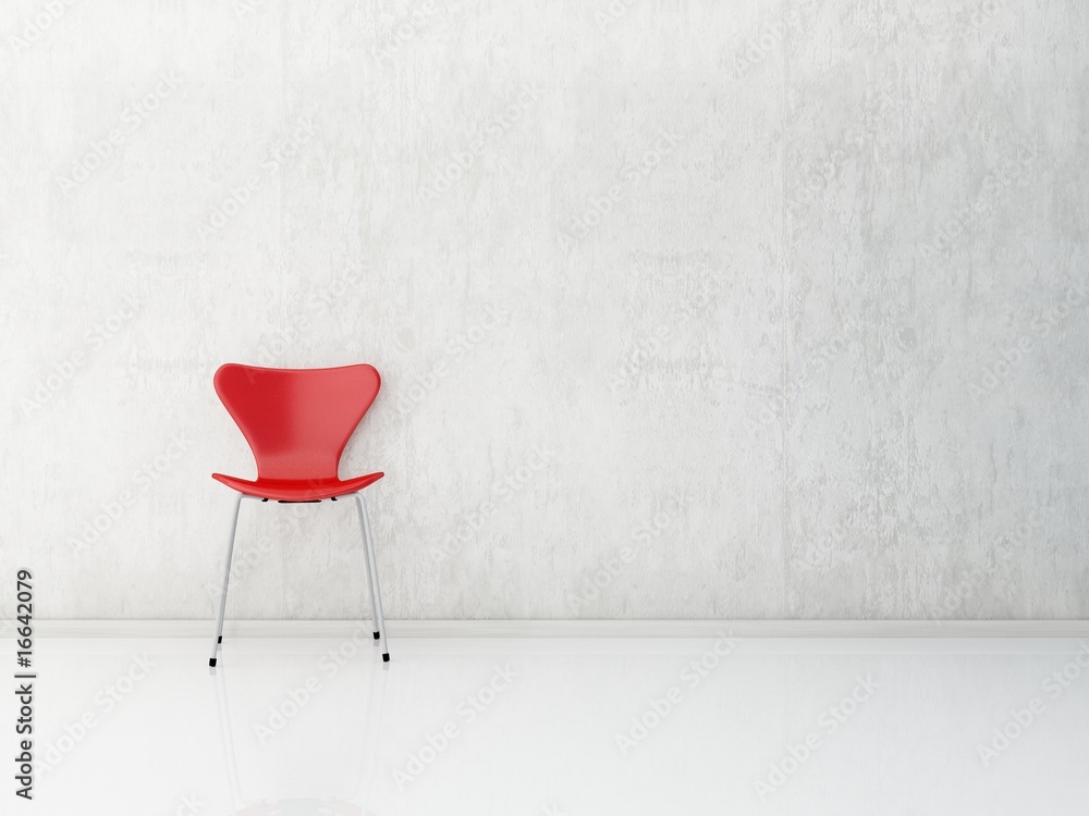 red Chair to face a blank wall red Chair to face a blank wall