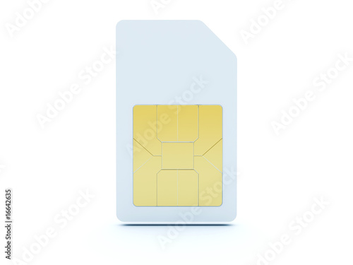 3d sim card isolated on white photo