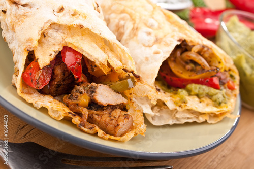 mexican chicken and beef fajitas photo