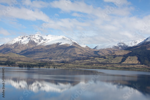 Mountians reflected in clear lake