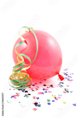 red party balloon over white backgound