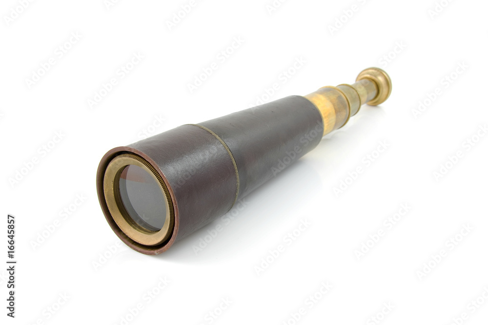 spyglass pirate Scope Monocular over white background spyglass pirate Scope Monocular over white background