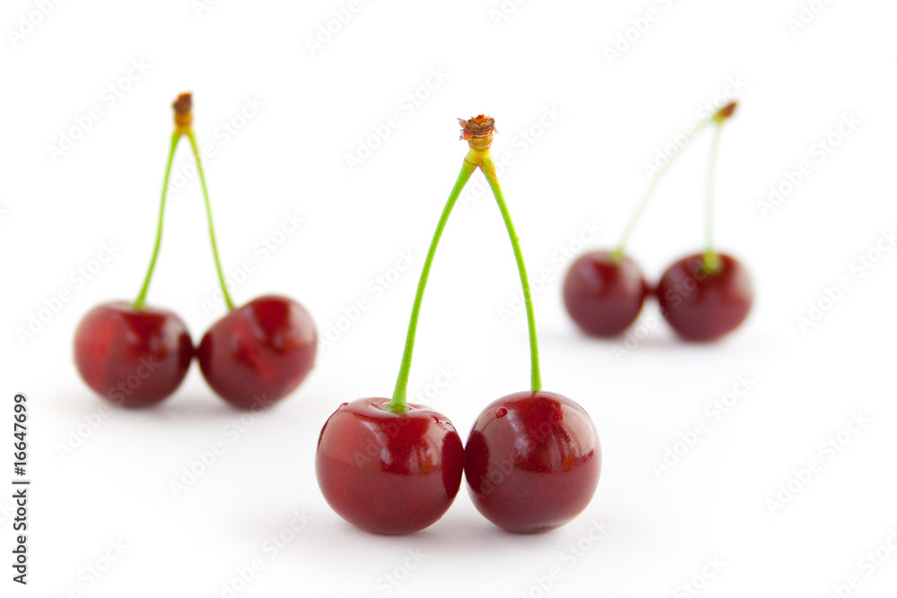 set of red cherries set of red cherries