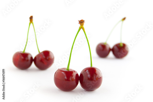set of red cherries