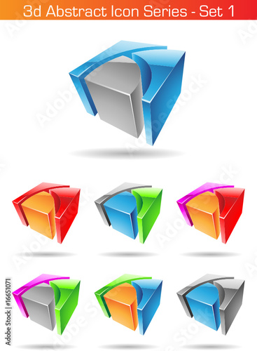 Vector illustration of 3d Abstract Icon Series - Set 1