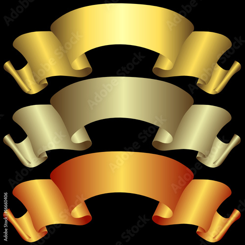 Golden, silvery and bronze banners (vector)