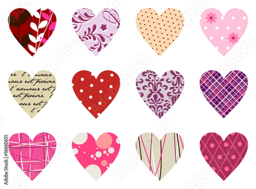 Trendy hearts pattern on white background