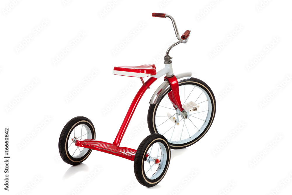 Naklejka premium A red Tricycle on White